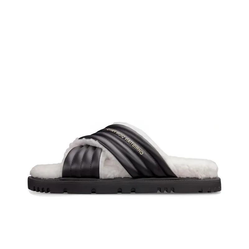 DIOR D-Cross Rubber Sole Slide Slippers Women's Black White-0