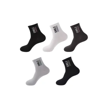 H YXIANG Mid Calf Socks Men's 5 Pack Mixed Color