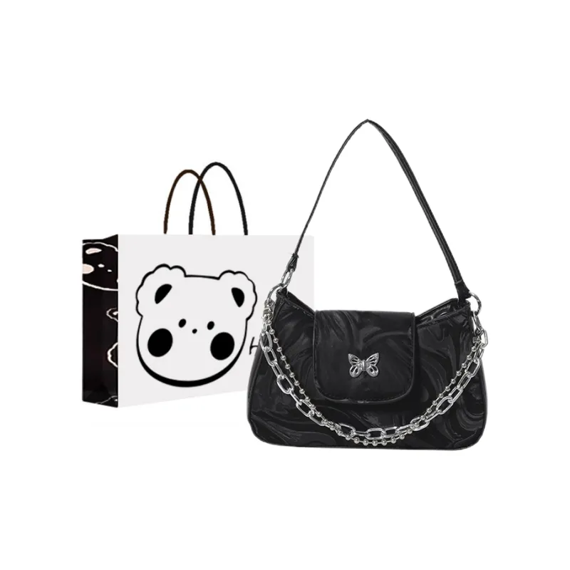 NX DOUGHNUT PU Shoulder Bag Regular Women's Black/White/Silver-12
