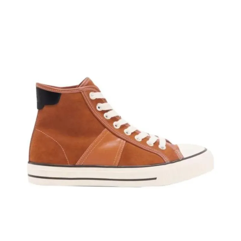 Sandro High Top Canvas Shoes Men's Camel-1