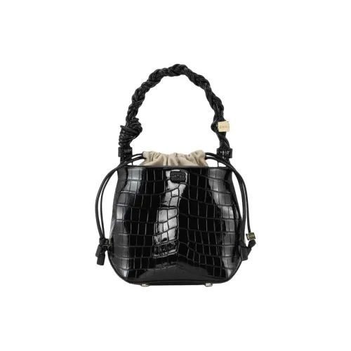 GANNI Bou Crocodille-effect Leather Bucket Bag