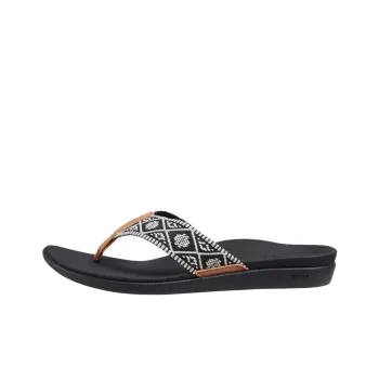 REEF Slip-Resistant Flip Flops Women's Black White