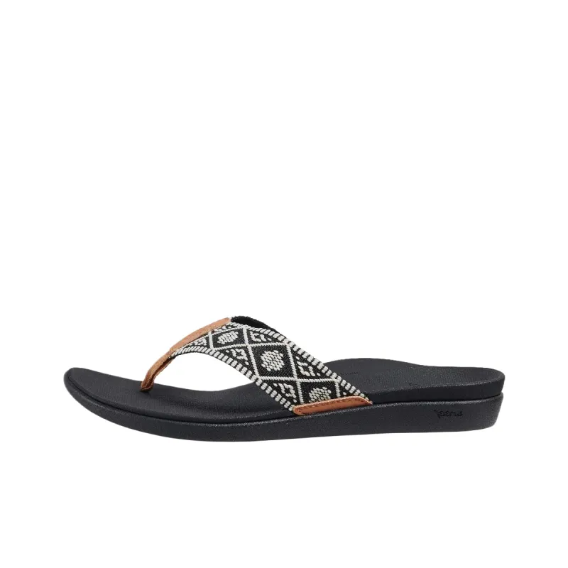 REEF Slip-Resistant Flip Flops Women's Black White-0