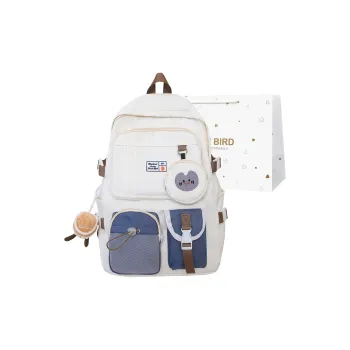 CORE BIRD Nylon Backpack Women's White/Khaki/Black