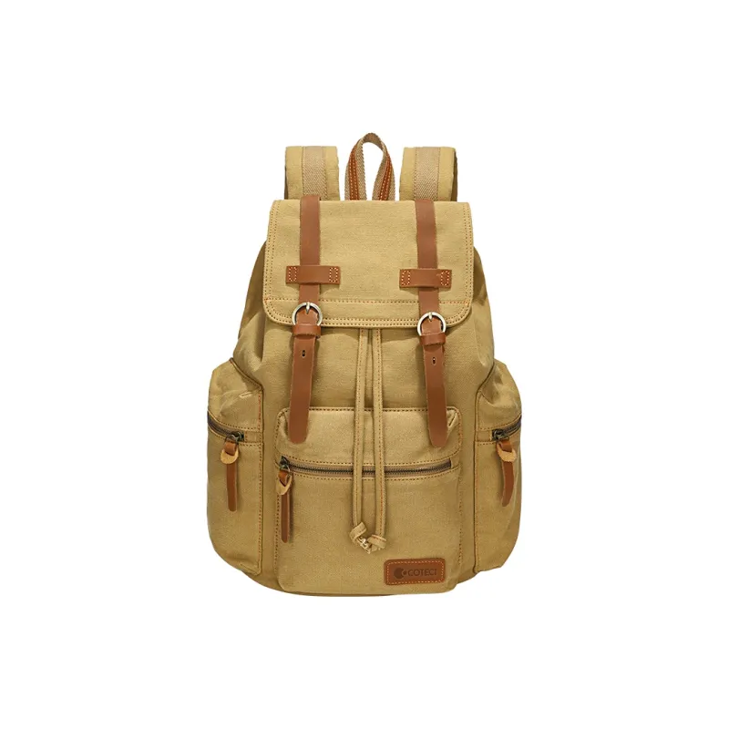 COTECi Crazy Horse Cow Leather, Washed Canvas Backpack Tubas Unisex Ink Gray/Gray/Coffee/Khaki-15