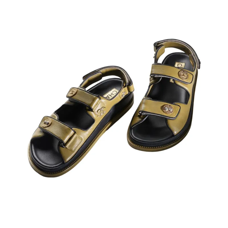 CHANEL Strap Sandals Women's Green-2
