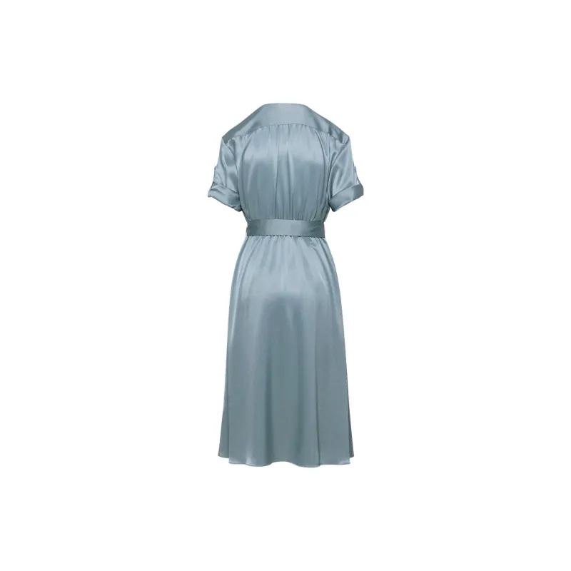 ARITZIA Babaton Armoire Satin Dress Short-Sleeved Dresses Women's Slab Blue/Board Blue-1