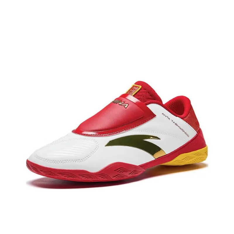 Anta Abrasion Resistant Slip Resistant Low Top Taekwondo Training Shoes Men's White Red Gold-1