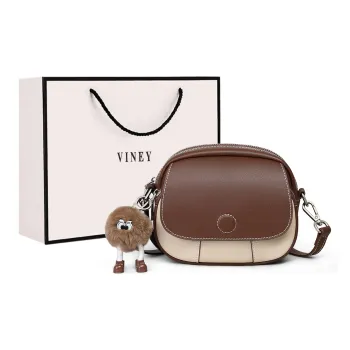 VINEY Cow Leather Small Round Shoulder Bag Crossbody Bag Regular Women's Coffee