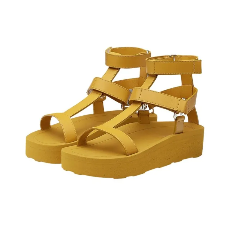 HERMES Enid Roman Sandals Women's Yellow-2