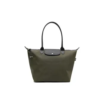 LONGCHAMP Le Pliage Energy Calfskin Tote Tote Shopping Bag Canvas Handbag Large Size Women's Olive Green
