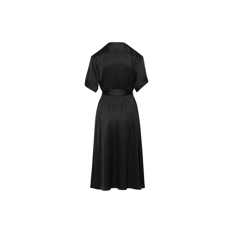 ARITZIA Babaton Armoire Satin Dress Short-Sleeved Dresses Women's Black-1