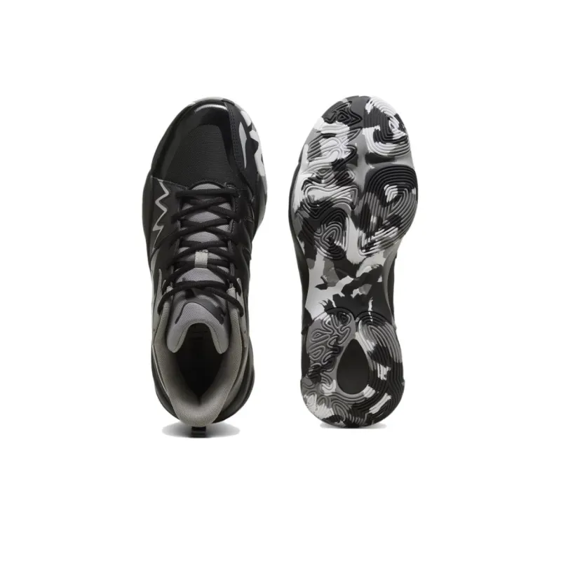 PUMA Genetics Slip Resistant And Breathable Mid Top Basketball Shoes Unisex Black-3
