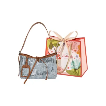 Cwatcun Canvas With Sequins Shoulder Bag Women's Light Blue/Dark Blue/Black