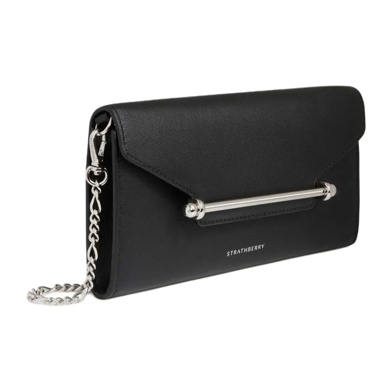Strathberry Smooth Calf Leather Shoulder Bag Crossbody Bag Wallet Women's Black-1