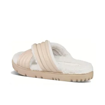 DIOR D Cross Rubber Sole Slide Slippers Women's Ecru