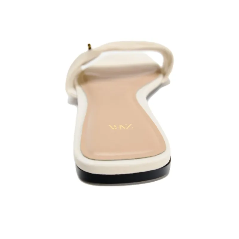 ZARA Slip-Resistant Slide Slippers Women's Light Beige Yellow-4
