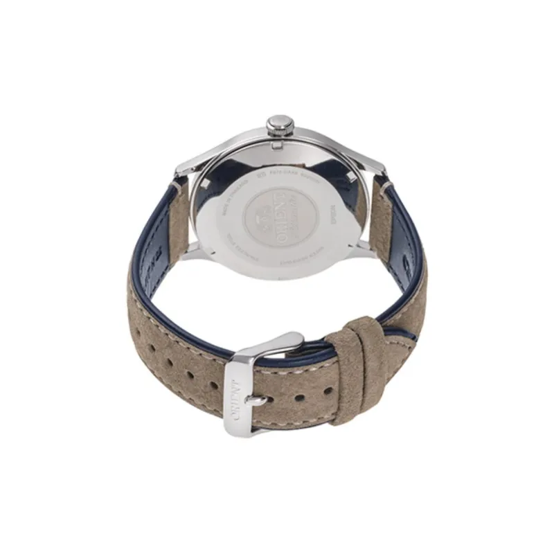 ORIENT Classic Collection Automatic/Manual Mechanical Movement Leather Strap Watch Men's Watches Blue Dial-2