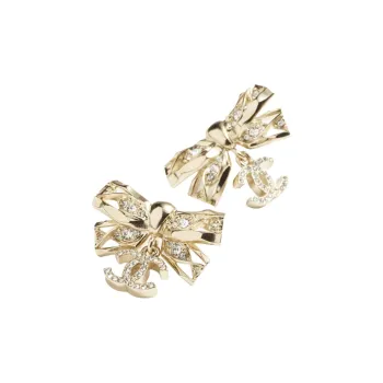 CHANEL Metal, Rhinestone Earrings Women's Gold