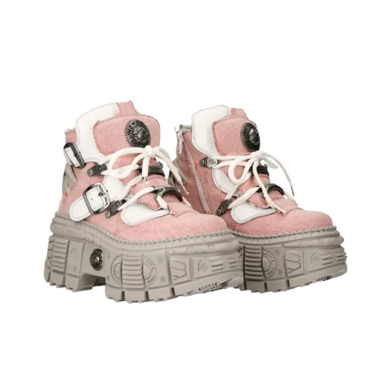 NEW ROCK Abrasion Resistant Low Top Casual Shoes Unisex Pink-3