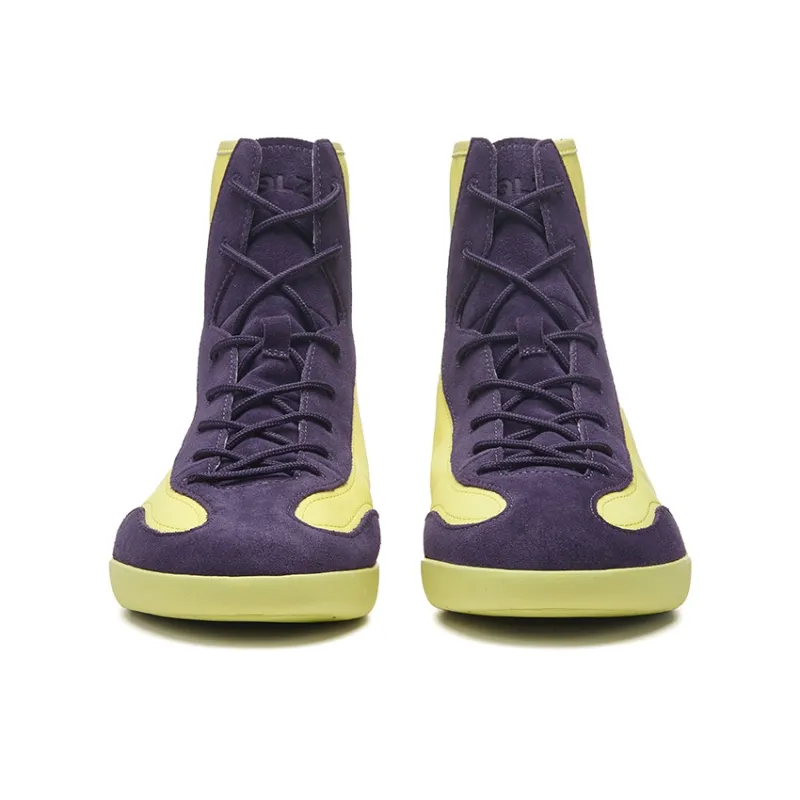 EQLZ EQUALIZER Anti Slip Wear Resistant High Top Vintage Basketball Shoes Unisex Gravel Yellow Classic Purple-3