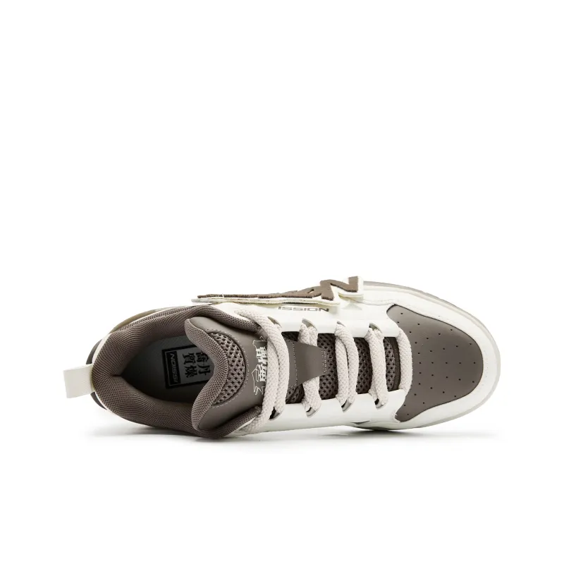 QIAODAN Qicheng V2 Puffy Shoes Cushioning Coverage Breathable Slip Resistant Low Top Skateboard Shoes Men's Ivory-3