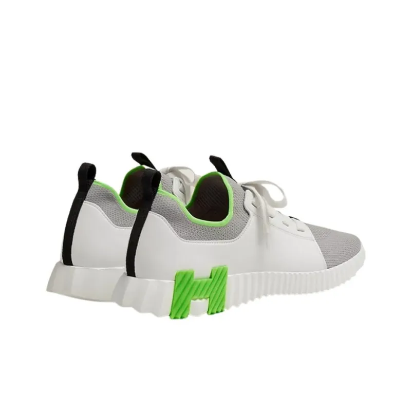 HERMES Abrasion Resistant Low Top Casual Shoes Men's White Gray Green-2