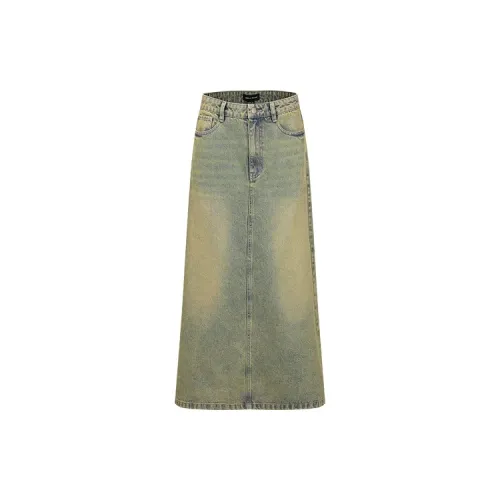 URBAN REVIVO Denim Long Skirts Women's Ginger Yellow