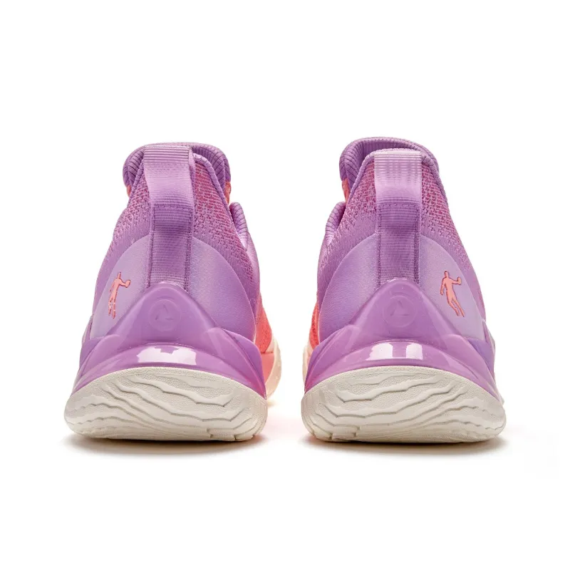 QIAODAN Cushioning Wear Resistant Low Top Basketball Shoes Men's Pink Purple-5