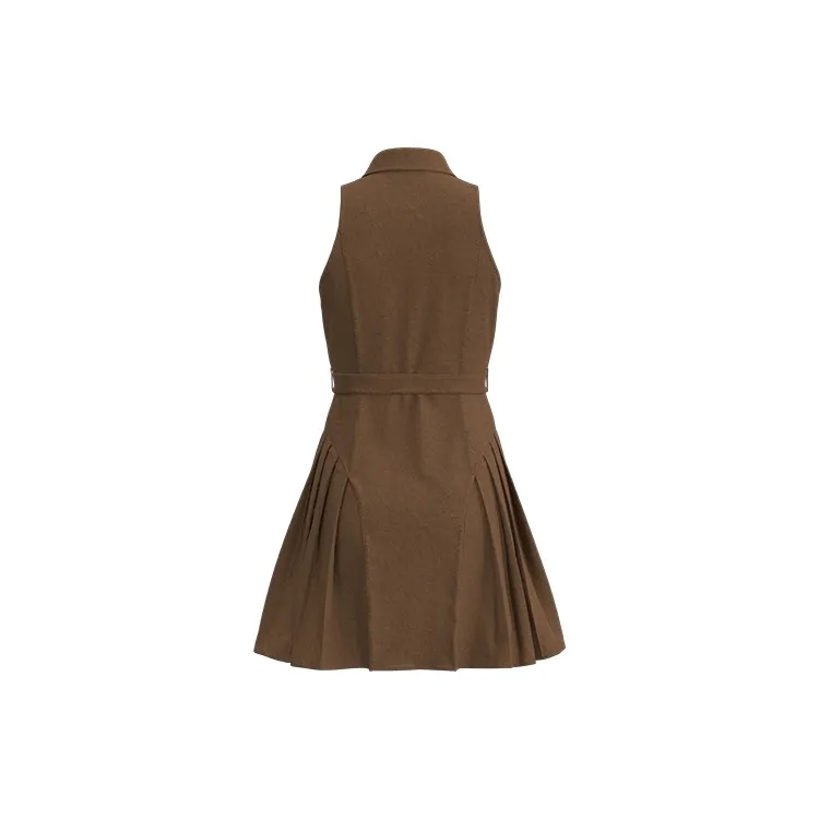 URBAN REVIVO Sleeveless Dress Women's Dark Coffee Brown-1