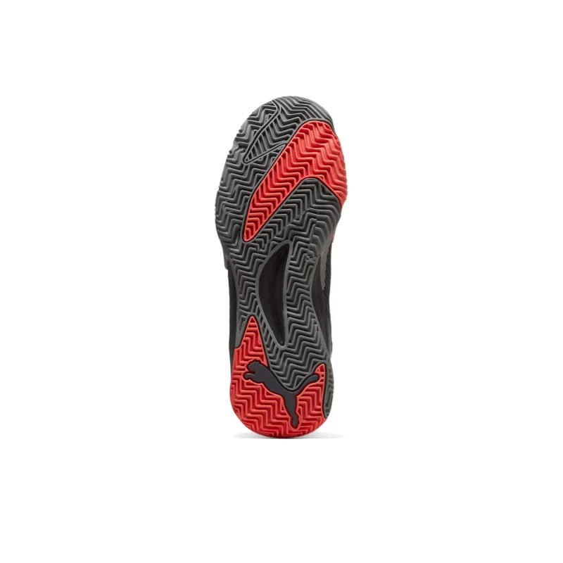 PUMA Nova Slip Resistant, Abrasion Resistant, Breathable, Supportive Low Top Tennis Shoes Men's Black Red-4