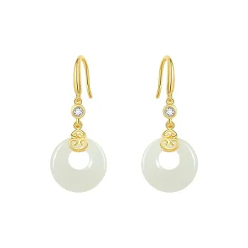 Royal Heaven's Choice Hetian Jade Earrings White Jade Women's