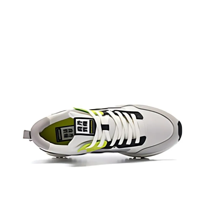 QIAODAN Slip Resistant, Breathable, Height Increasing Low Top Casual Shoes Men's Birch White/Acid Lime Green-2