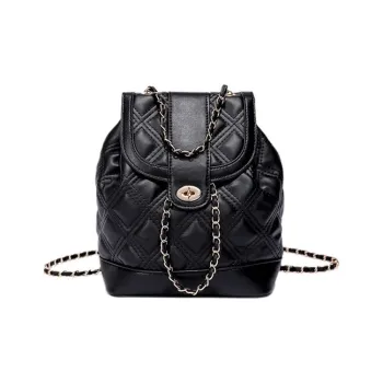 Carksky PU Chain Backpack Black/White/Pink