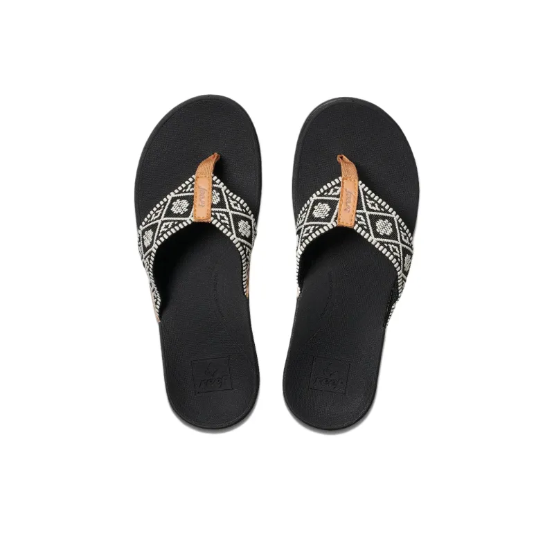 REEF Slip-Resistant Flip Flops Women's Black White-3