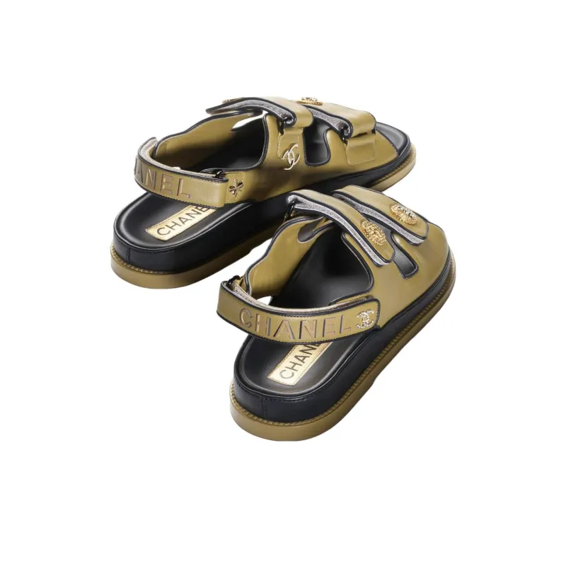 CHANEL Strap Sandals Women's Green-4