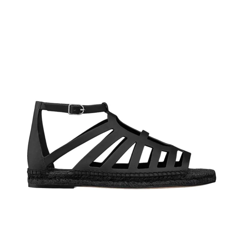 HERMES Costanza Roman Sandals Women's Black-1