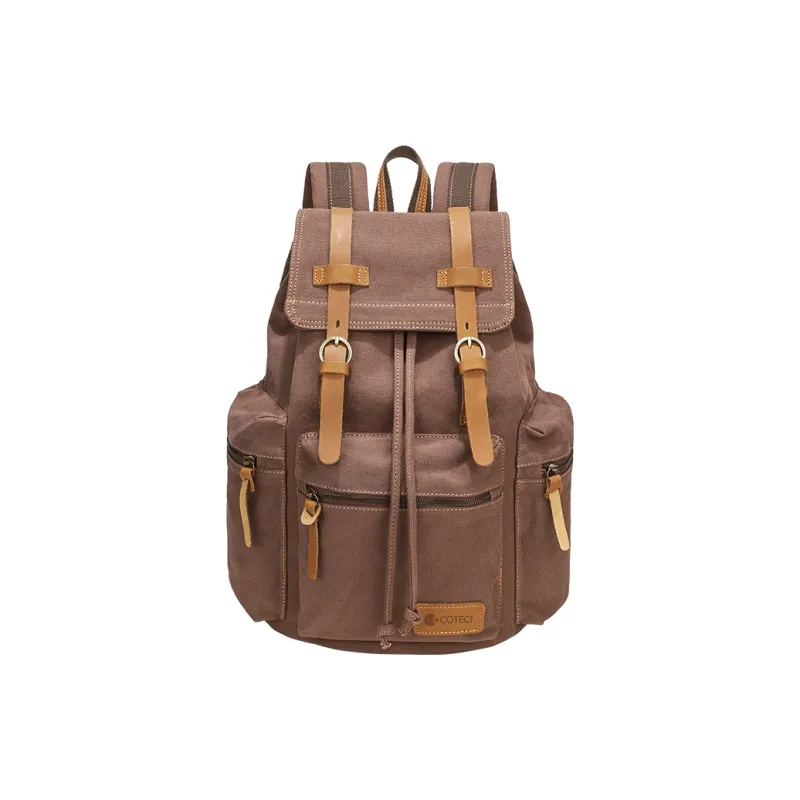 COTECi Crazy Horse Cow Leather, Washed Canvas Backpack Tubas Unisex Ink Gray/Gray/Coffee/Khaki-10