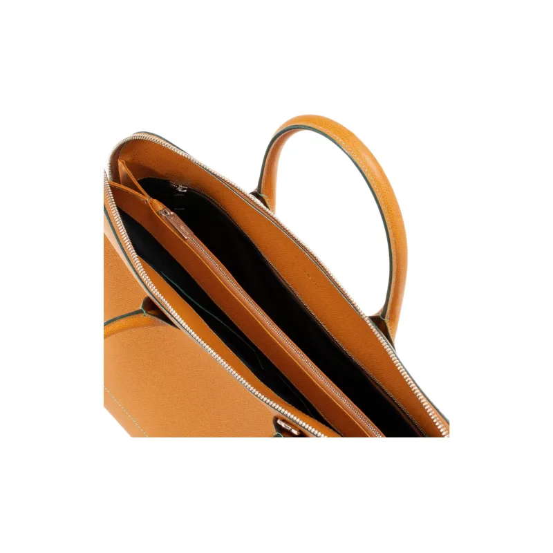 Valextra Soft Calfskin Shoulder Bag, Crossbody Bag, Handbag Tubas Men's Yellow Brown-4