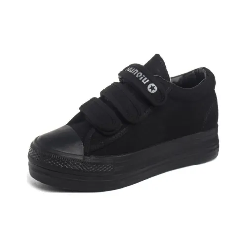 HUANQIU Canvas Shoes Women's Low-Top Global H6385 All Black Inner Height Increase