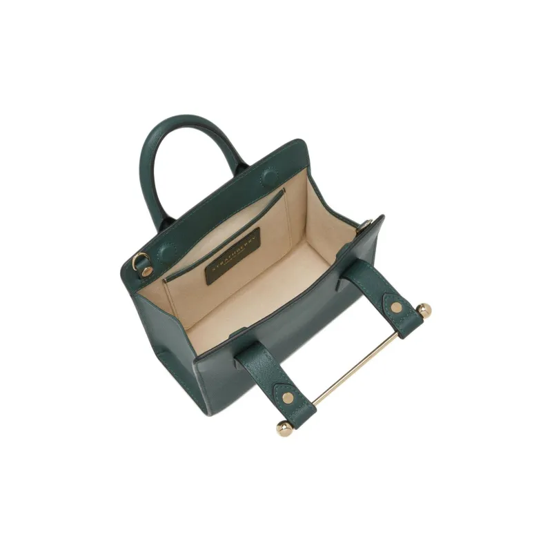 Strathberry Calfskin Tote Bag Shopping Bag Shoulder Bag Crossbody Bag Handbag Nano Women's Dark Green-2