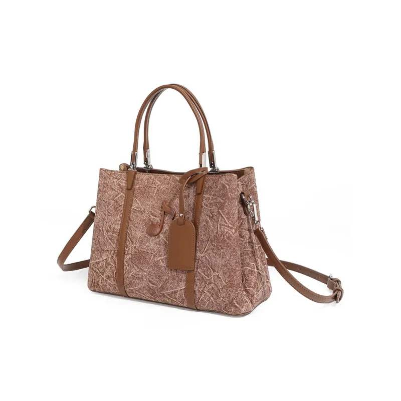 KKA Fabric With PU Handbag Shoulder Bag Crossbody Bag Regular Women's Ink Blue/Khaki/Red Brown-10