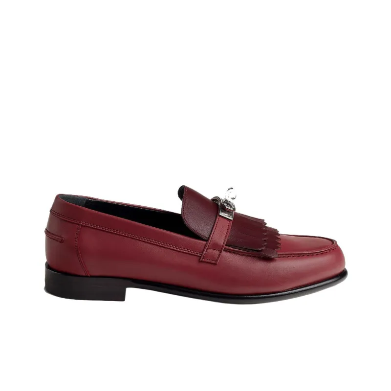 HERMES Destin Loafers Women's Red-1