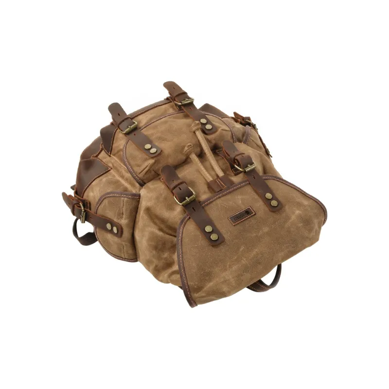 COTECi Top Grain Crazy Horse Cow Leather With Washable Canvas Backpack Tubas Men's Gray/Army Green/Black/Khaki-18