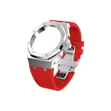 Silver Case Silver Ring Red Strap