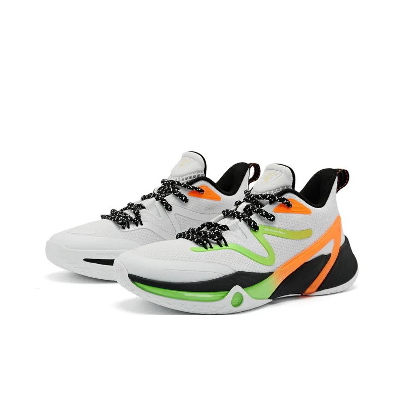 QIAODAN Uh-huh Wear-Resistant Support Balance Low-Top Patented Rebound Technology Basketball Shoes Women's White Orange-2