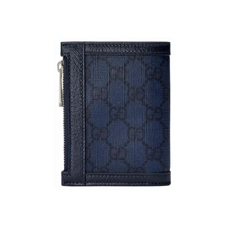 GUCCI Ophidia Canvas With Leather Card Holder Wallet Men's Dark Blue-2