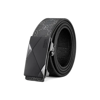 FAIRWHALE Geometric Tech Feel Automatic Buckle Casual Business Belt Pvc Leather Belts Men's Width 3.5CM