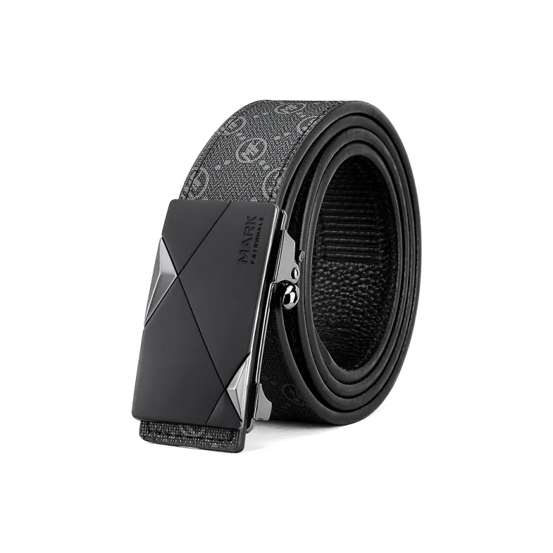 FAIRWHALE Geometric Tech Feel Automatic Buckle Casual Business Belt Pvc Leather Belts Men's Width 3.5CM-0