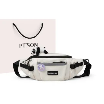 PT'SON Fabric Fanny Pack Sling Bag Shoulder Bag Crossbody Bag Regular Unisex Ecru